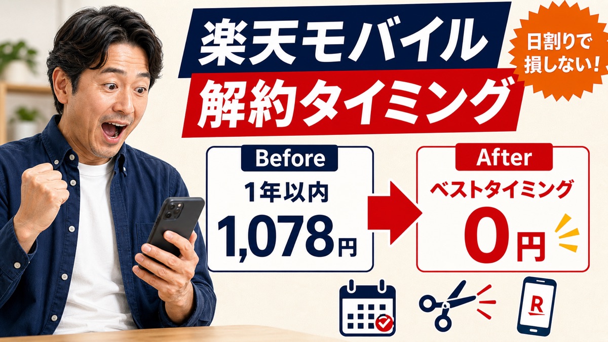 楽天モバイルの解約タイミング・日割り計算・違約金1078円・40代5人家族の元バイヤー解説