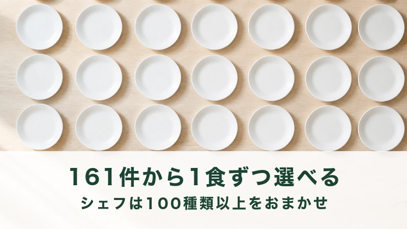 木のテーブルの上半分に白い小皿が格子状に並ぶ