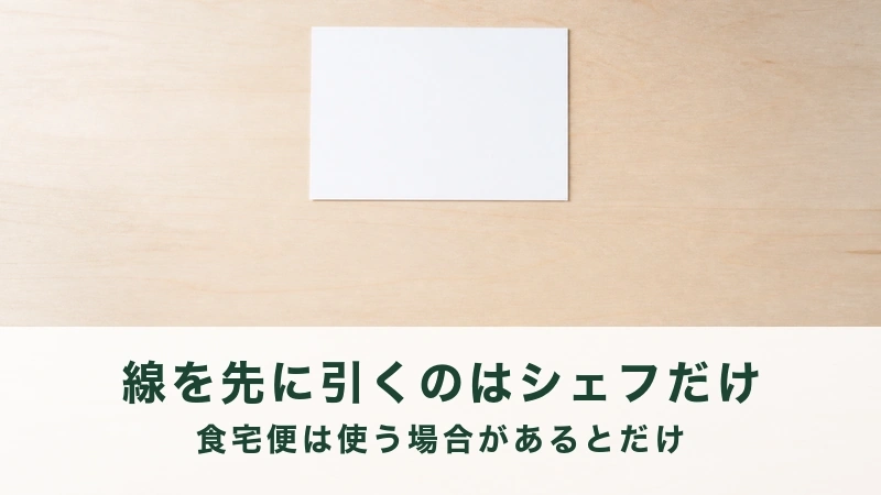 木の机に無地の白いカードが一枚だけまっすぐ置かれる