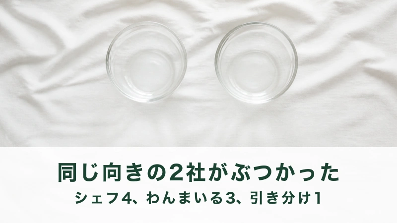 白い布に同じ口径の透明なガラス器が二つ隣り合う