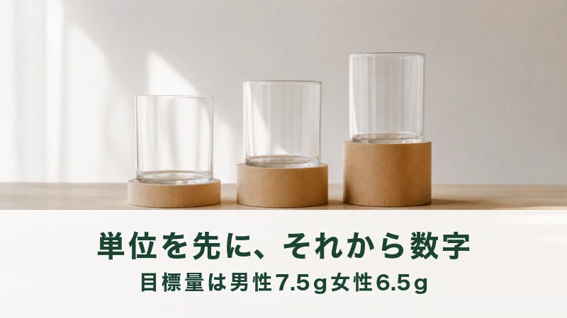 高さの違う木の台にのった三つのガラスの器