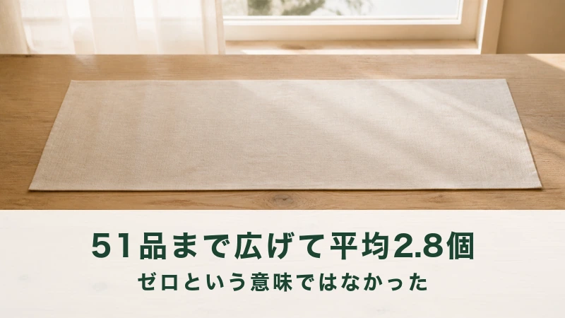 窓からの光がさす木のテーブルに広げた1枚の布