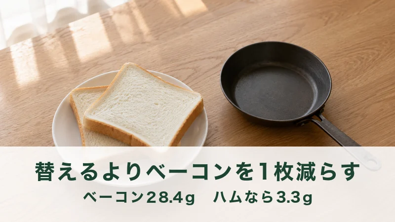 朝の食卓に並んだ白いパンと小さなフライパン