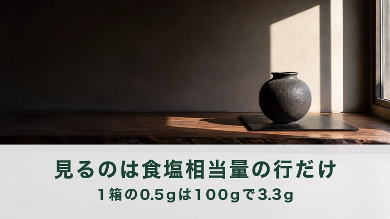 窓明かりの差す木の台に黒い丸壺が一つ