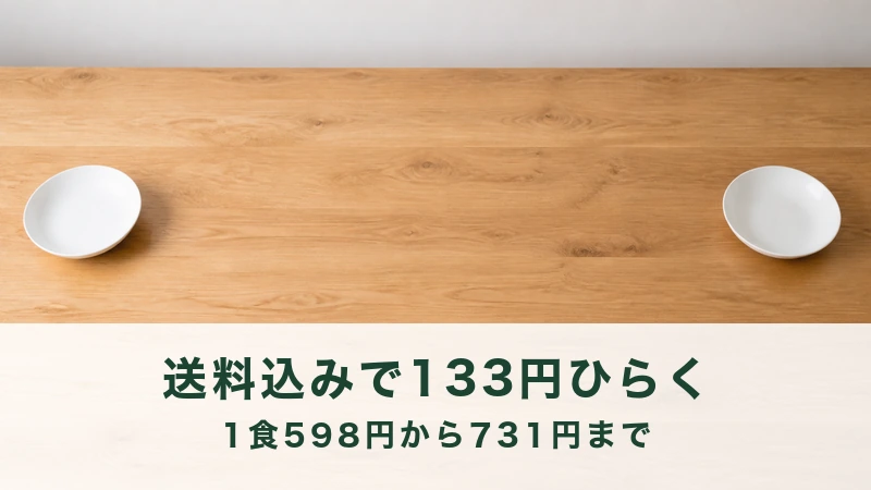 木のテーブルの左右に離して置かれた白い小皿