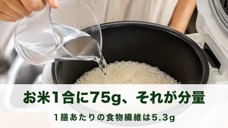 炊飯器の内釜にお米と白い粒を入れ、水を注いでいる手元