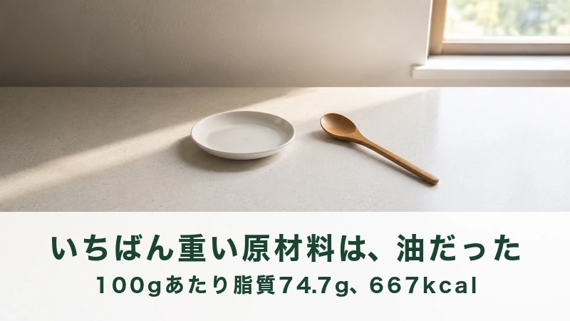 朝の台所の作業台に置かれた白い小皿と木のさじ