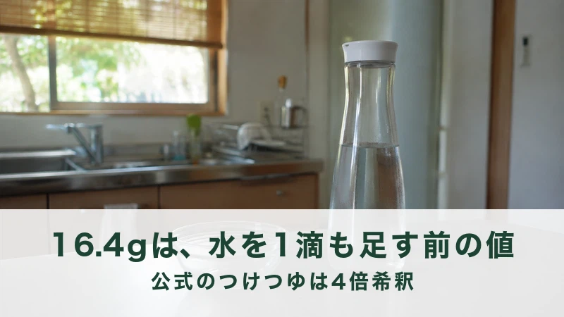 夏の台所の調理台に置かれた水の入った細長いガラスの水差し