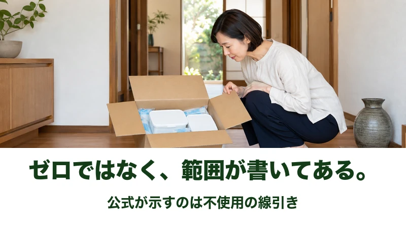 玄関で届いた紙箱を開けて中の容器を見る女性