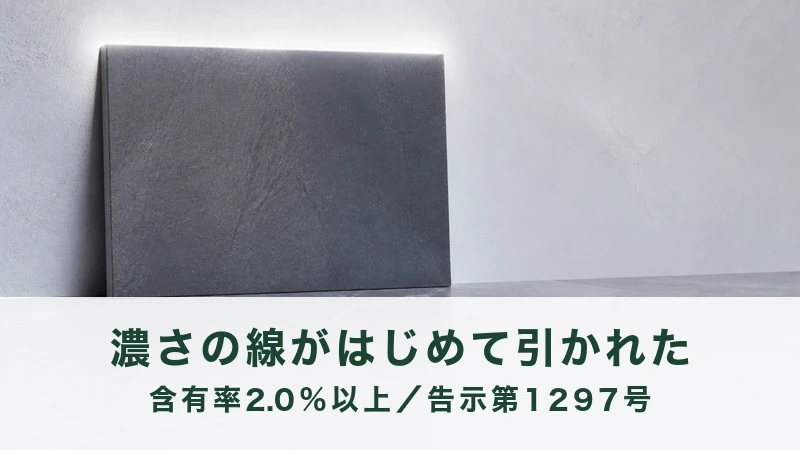 白い壁に黒い石の板を1枚立てかけた