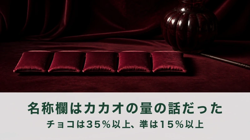 深紅の布の上に、小さな四角い座布団が5つ並ぶ