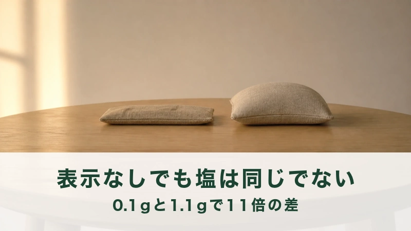 木の卓に薄い袋とふくらんだ袋が並んでいる