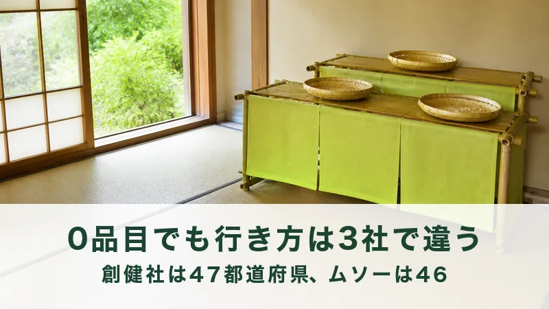 障子の窓から緑が見える和室に竹の台と丸ざる