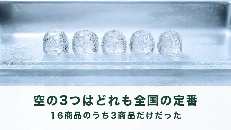 氷の器に、丸いガラス玉が5つ一列に並ぶ