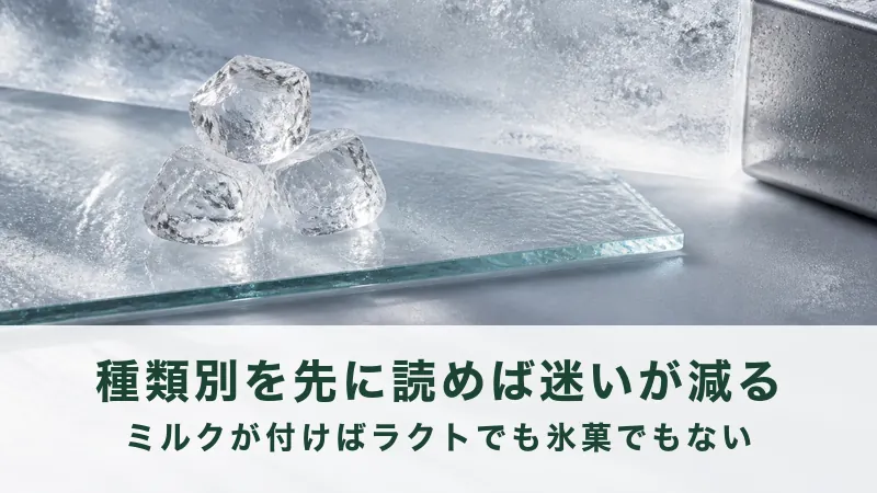 透明なガラス板に、氷のかたまりが3つ重なる