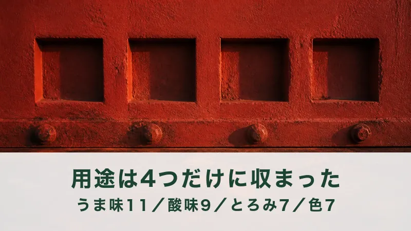 赤い鉄の面に四角いくぼみが4つ空く