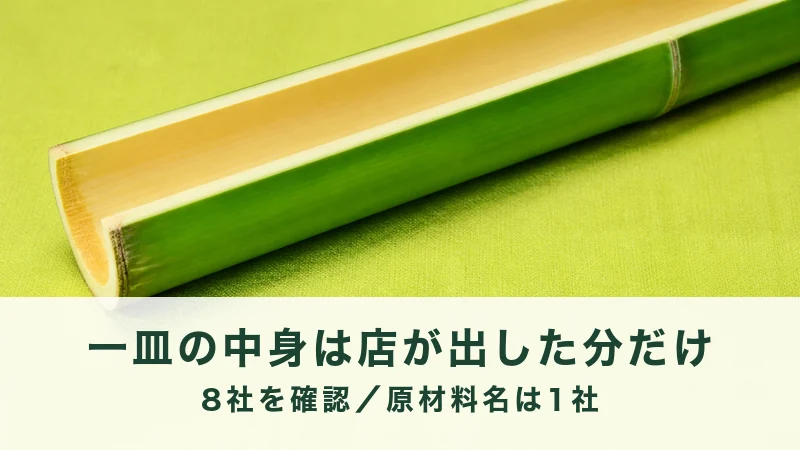 縦に割った青竹の内側に大きく寄った
