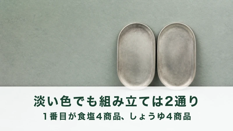 銀色の楕円の皿が2枚、緑の壁ぎわに立てかかる
