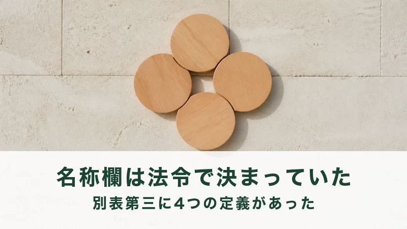 石の壁に木の丸い板が四枚花形に重なっている