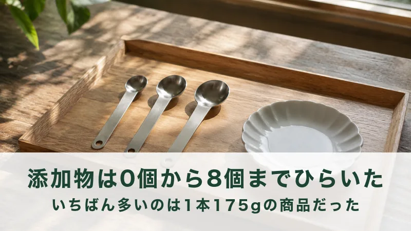 チューブ入りのおろしにんにくが6本、白い台に立てて置かれている