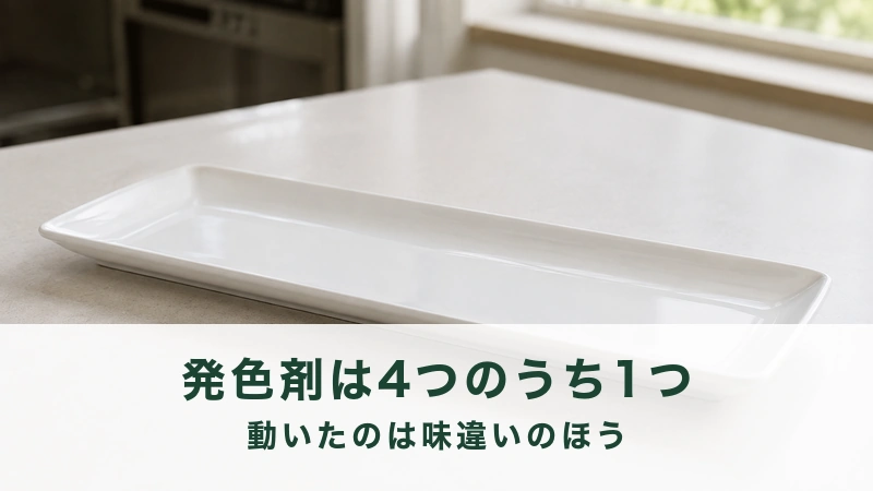 朝の調理台に白い長皿がひとつだけ置かれた明るい台所