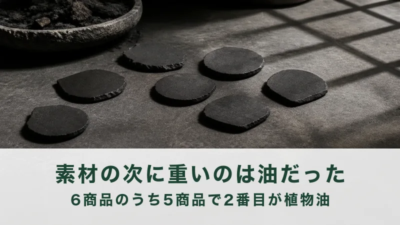 格子の影が差す石の面に、黒い薄い円盤が6枚