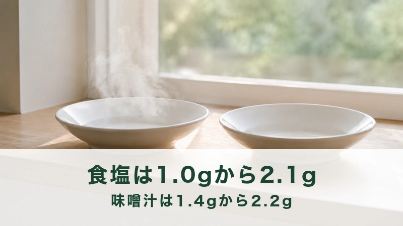 窓辺の木の台に置かれた白い深皿がふたつ、片方から湯気
