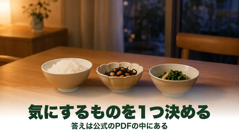 夕方の食卓に置かれた小鉢とごはんの並ぶ静かな場面
