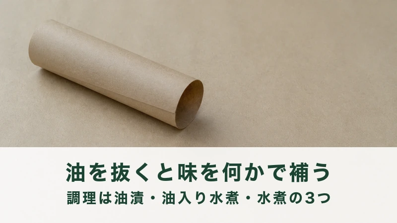 茶色の紙の台に厚紙の筒が1本転がっている