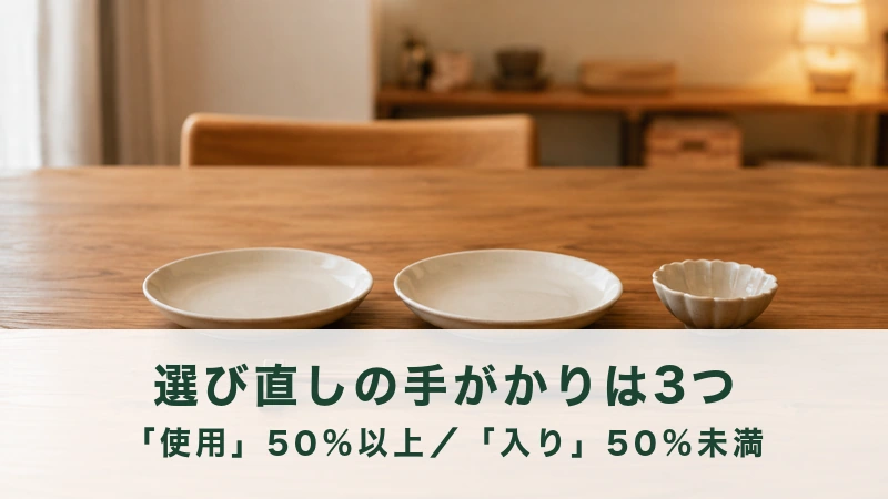 夕方の食卓に並べられた取り皿二枚と小さな器