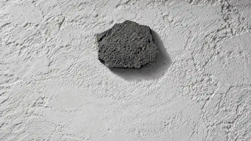 白いざらついた面の中央に、黒い丸い石がひとつ置かれている