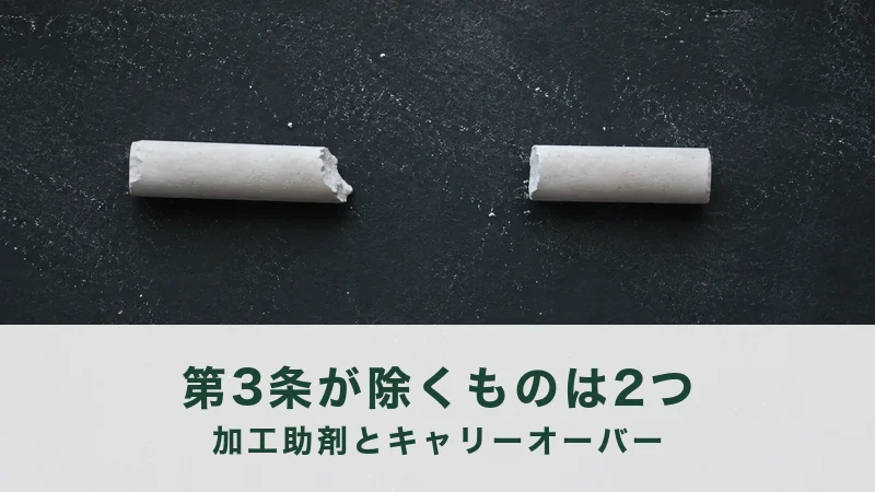 暗い板の上で、白いチョークが2つに折れ、左右に離して並べてある