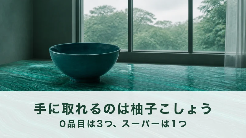 窓辺の孔雀石の板の上に深い青緑の釉薬の器が一つだけ置かれている