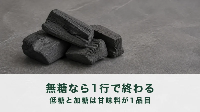 曇りの光の下で灰色の石の面に割った木炭の塊が四個崩して積み上げてある