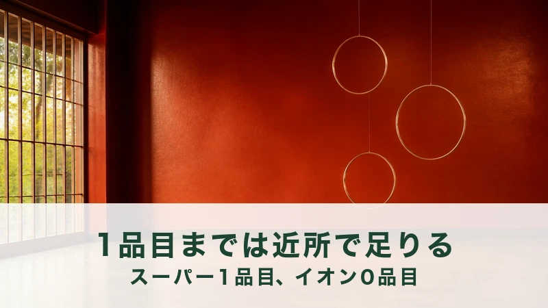 朱色の壁の部屋で、銅の細い線を丸めた輪が三つ、高さを変えて吊るされている