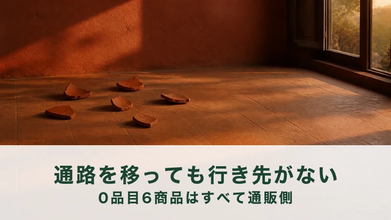 夕方の光が入る部屋の床に、テラコッタの欠片が六つ散らばっている