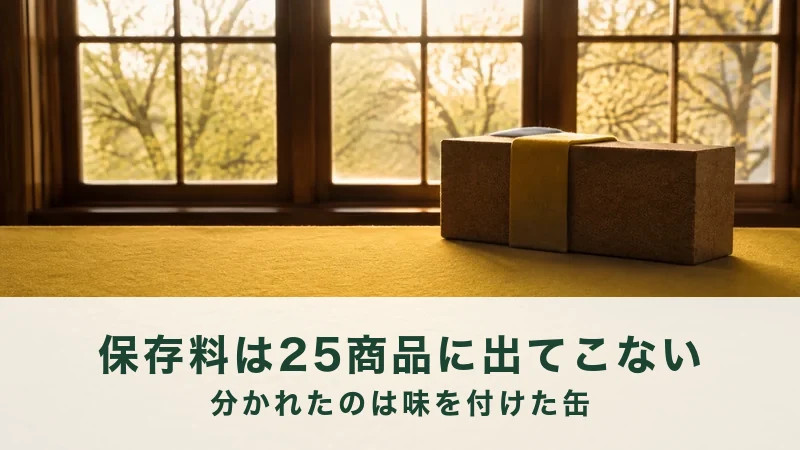 無添加のサバ缶25商品の原材料名を並べた記録の見出し