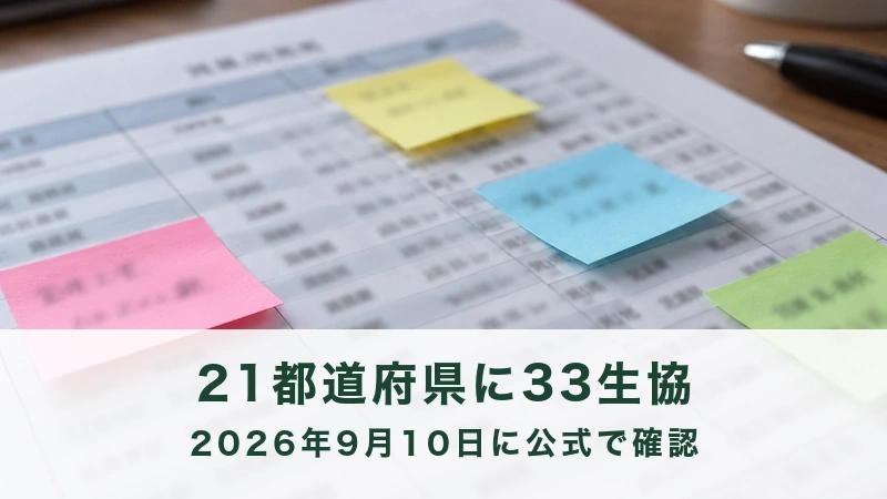 付箋を貼った都道府県の一覧表