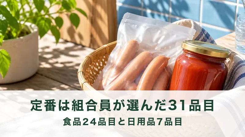 かごに入ったウインナーの袋とケチャップのびん