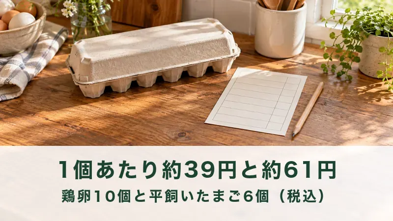台所の作業台に置かれた卵のパックと注文用紙