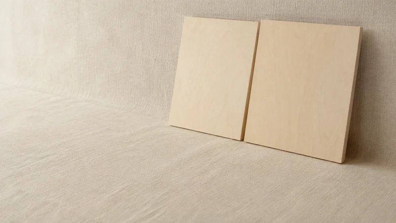 白い面に、淡い色の板が二枚並べて立てかけてある