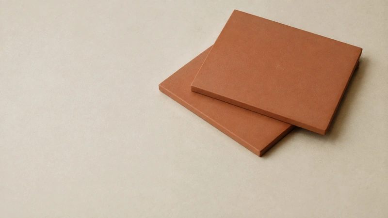 生成りの面に赤茶色の板が二枚ずれて重ねて置かれている
