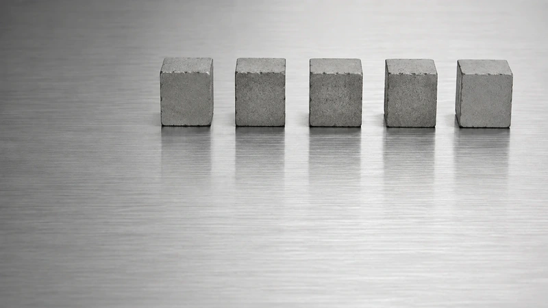 銀の面に小さな石の立方体が五つ等間隔で並んでいる