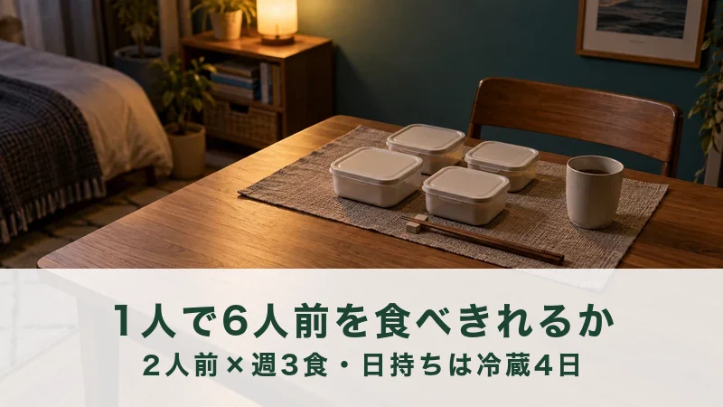 ひとり暮らしの部屋の机に、ふた付き容器が四つと湯のみが置いてある