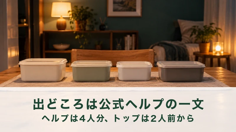 ひとり分の食卓に、ふた付きの保存容器が四つ並んでいる