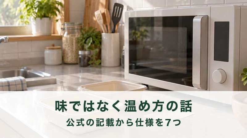 台所のカウンターに置かれた電子レンジと、そばに並ぶ保存容器