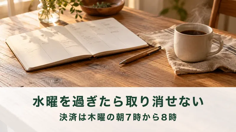 週の予定を書き込んだノートと湯気の立つカップ