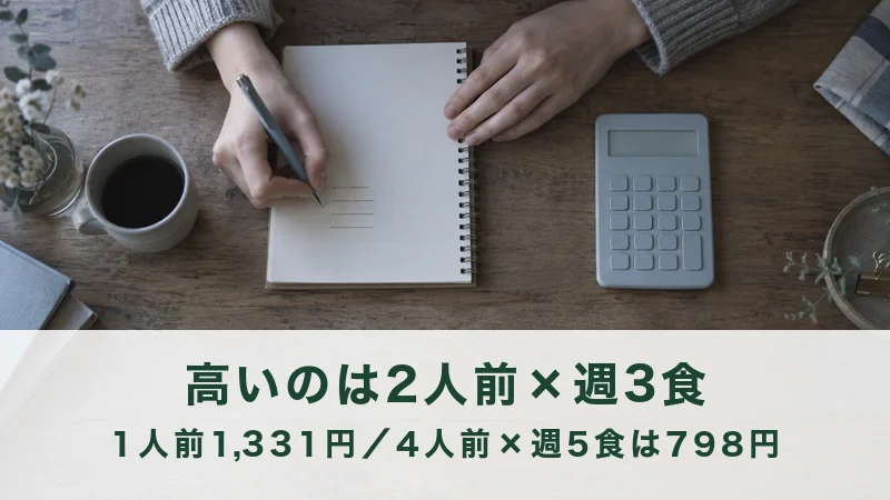 電卓を横に置いて、ノートに書き出している手元